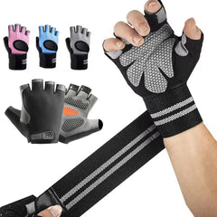 Half-Finger Gym Fitness Gloves with Wrist Wrap – Crossfit & Weight Lifting