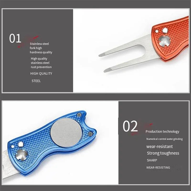 1pc Foldable Golf Divot Repair Tool with Golf Ball Tool Pitch Groove Cleaner Golf Accessories Putting Green Fork Training AidsEstaliosFitEstaliosFit183651730;20260421;1776809325gHEUN