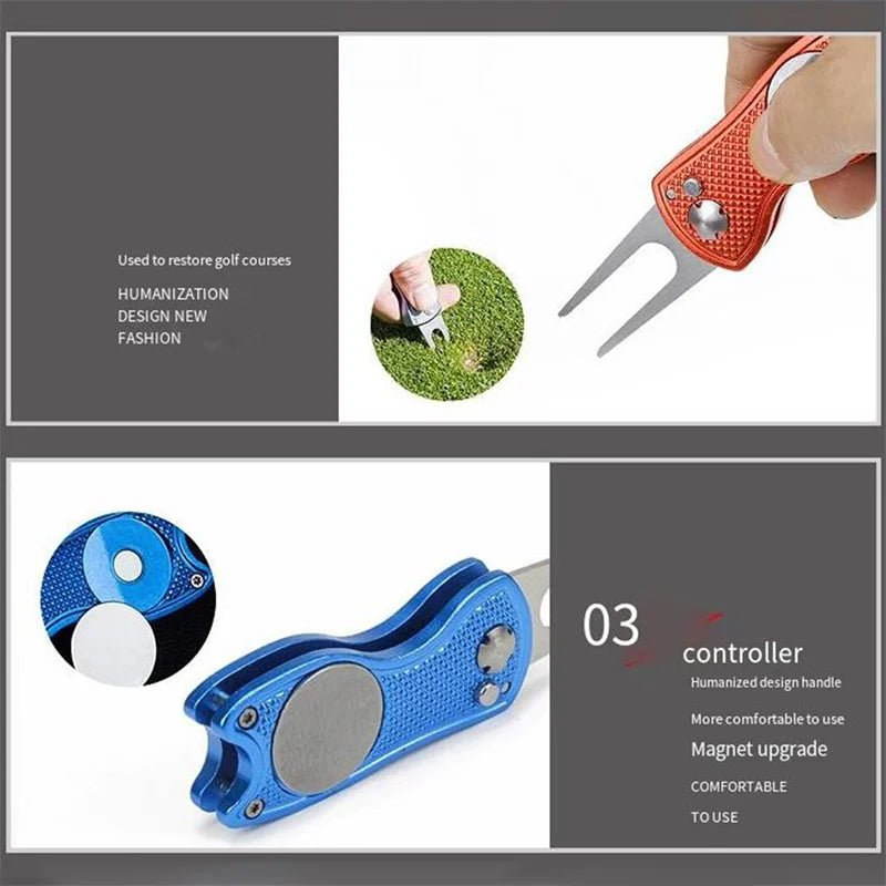 1pc Foldable Golf Divot Repair Tool with Golf Ball Tool Pitch Groove Cleaner Golf Accessories Putting Green Fork Training AidsEstaliosFitEstaliosFit183651730;20260421;1776809325gHEUN