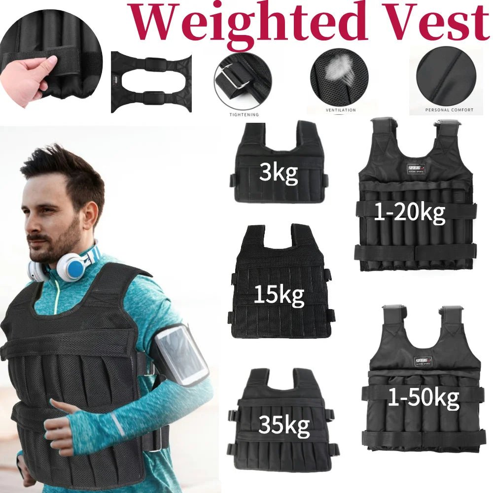 3 - 50kg Workout Weight Jacket Adjustable Weighted Exercise Vest Workout Equipment for Running Training Workout Jogging WalkingEstaliosFitEstaliosFit183973672;20260427;1777316212dTD79