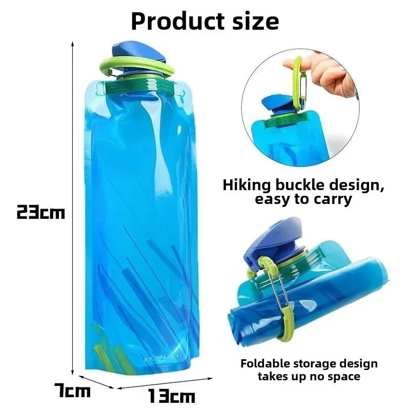 700ml Foldable Water Bottles Flexible Reusable Travel&Camping Water Bottle Water Pouch Soft Flask Water Bag With Carabiner ClipEstaliosFitEstaliosFit183652375;20260421;1776809389YnR81