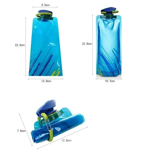 700ml Foldable Water Bottles Flexible Reusable Travel&Camping Water Bottle Water Pouch Soft Flask Water Bag With Carabiner ClipEstaliosFitEstaliosFit183652375;20260421;1776809389YnR81
