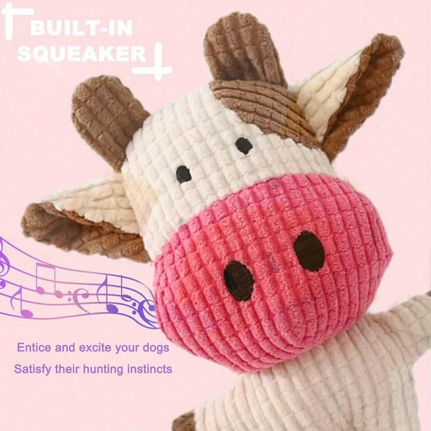 Corduroy Cow Plush Squeaky Dog Chew ToyEstaliosFitEstaliosFit184217089;2026052;1777699395aPs7f