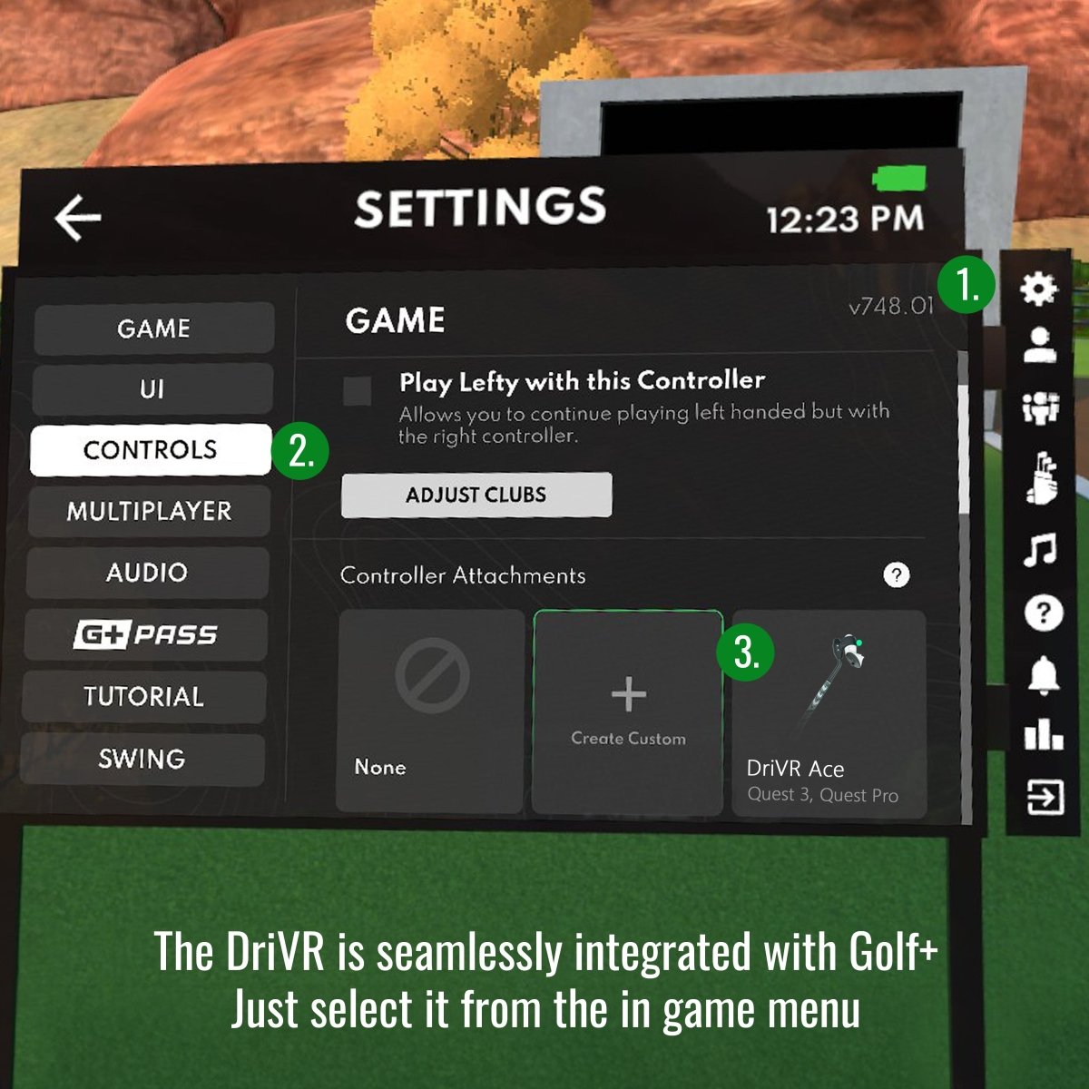 DriVR Ace - VR Golf Club Handle Accessory - Compatible with Quest 3/3s and ProDeadEyeVREstaliosFitDriVRAce