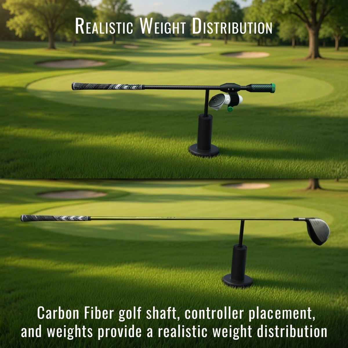 DriVR Elite - Adjustable VR Weighted Golf Club Handle Accessory - Compatible with Quest 2, 3/3s, and ProDeadEyeVREstaliosFitEliteCarbon