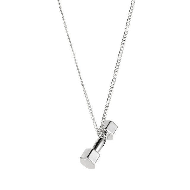 Dumbbell Pendant Fitness Necklace — Bodybuilding Jewelry.