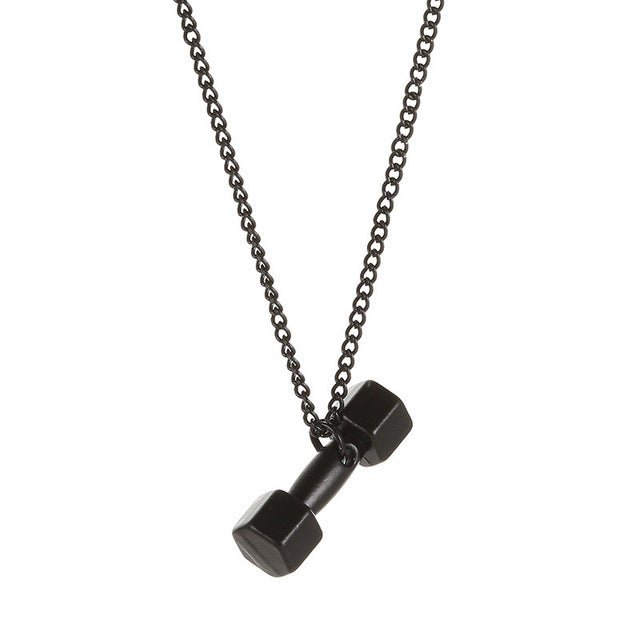 Dumbbell Pendant Fitness Necklace — Bodybuilding Jewelry.