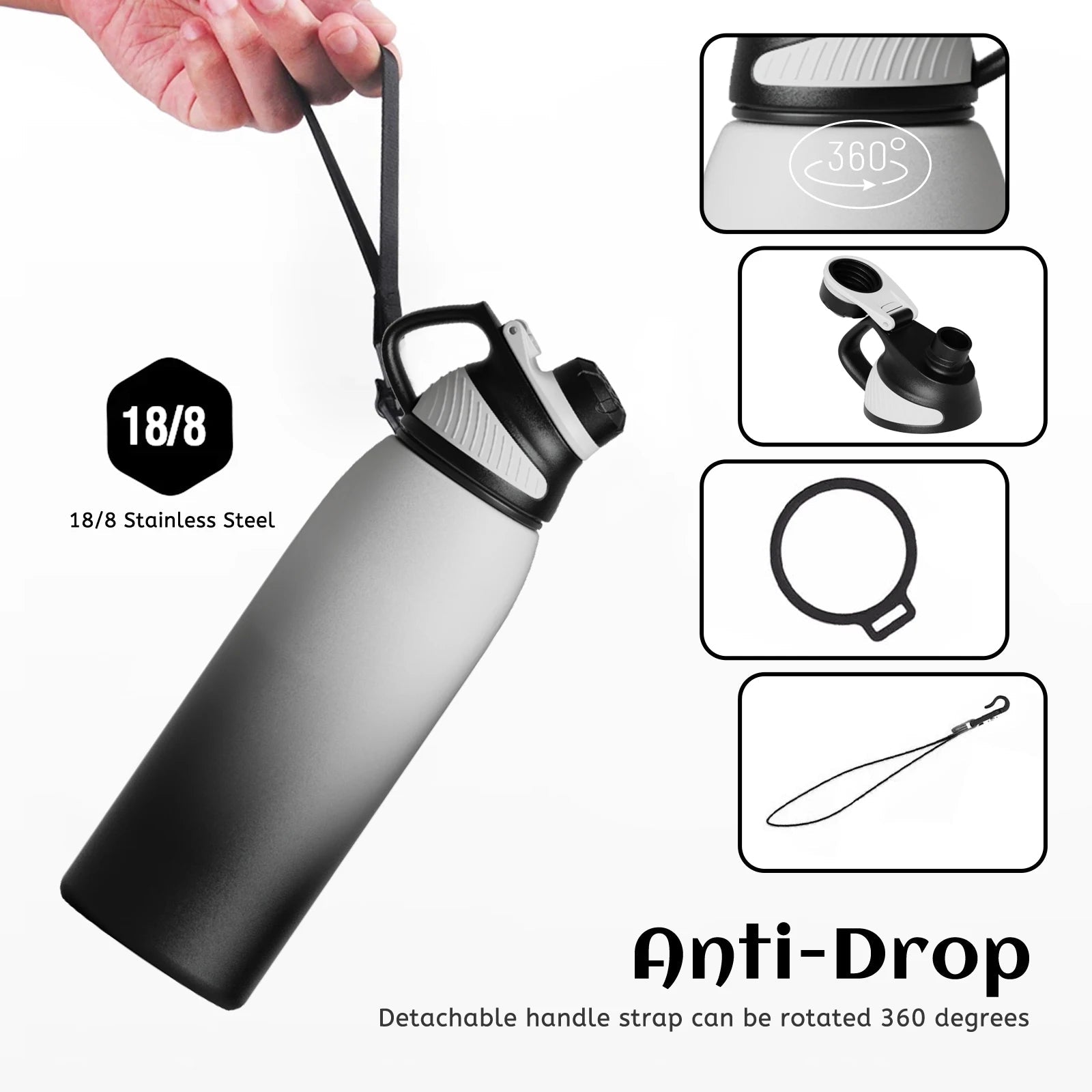 FEIJIAN - Stainless Steel Thermo Bottle with Magnetic Lid, Insulated Vacuum Flask, Outdoor Sport Water Bottle, Keep Cold, 1500mlEstaliosFitEstaliosFit183652439;20260421;1776809389SC44d