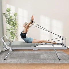 Foldable Pilates Reformer Machine – Adjustable Resistance & Wheels