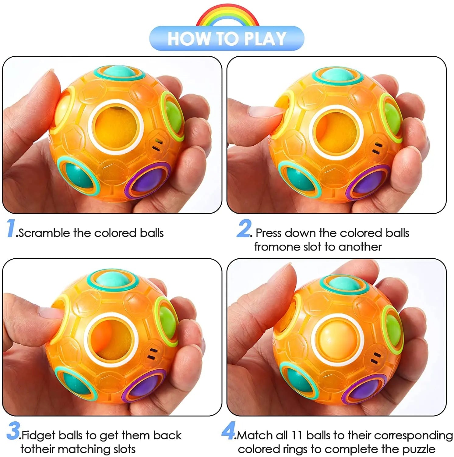 Magic Rainbow Puzzle Ball Speed Cube Ball Fun Stress Reliever Brain Teaser Color Matching 3D Puzzle Toy for Children Teen AdultEstaliosFitEstaliosFit183651841;20260421;1776809340Iq0IU