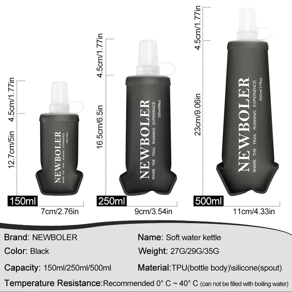 NEWBOLER Water Bottle TPU Folding Soft Flask Sport Water Bottle 150/250/500ml Collapsible Water Bottle Running Camping HikingEstaliosFitEstaliosFit183652281;20260421;1776809384EMiQ6