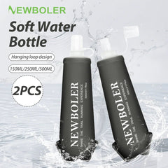 NEWBOLER Water Bottle TPU Folding Soft Flask Sport Water Bottle 150/250/500ml Collapsible Water Bottle Running Camping Hiking