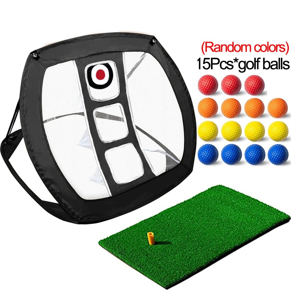 Pop Up Golf Chipping Net, Indoor/Outdoor Golf Hitting Net with Golf Mat and golf balls for Indoor Backyard Practice Swing GameEstaliosFitEstaliosFit183651693;20260421;1776809254B54h3