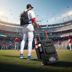 Rolling Baseball Sports Trolley Bag with Bat Storage