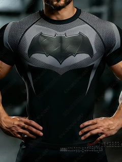 Summer New DC Comic Batman Print Fitness Tshirt For Men Summer Slim Fit Gym Workout Tees Muscle Tops Batman T-shirts Man Clothes