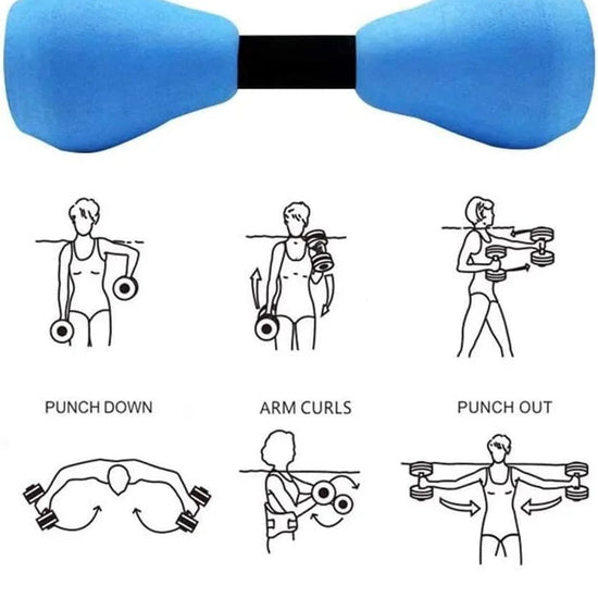 Water Dumbbells Aquatic Exercise Pool Fitness Equipment Blue Foam Water Aerobic Exercise Fitness Equipment.