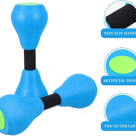 Water Dumbbells Aquatic Exercise Pool Fitness Equipment Blue Foam Water Aerobic Exercise Fitness Equipment.