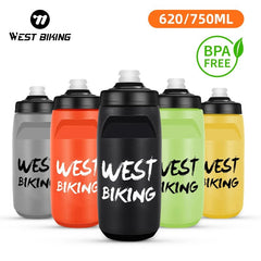 WEST BIKING Cycling Water Bottle 620-750ML Portable Sports Soft Flask MTB Road Bike Bottle Running Gym Fitness Bottle 6 Colors
