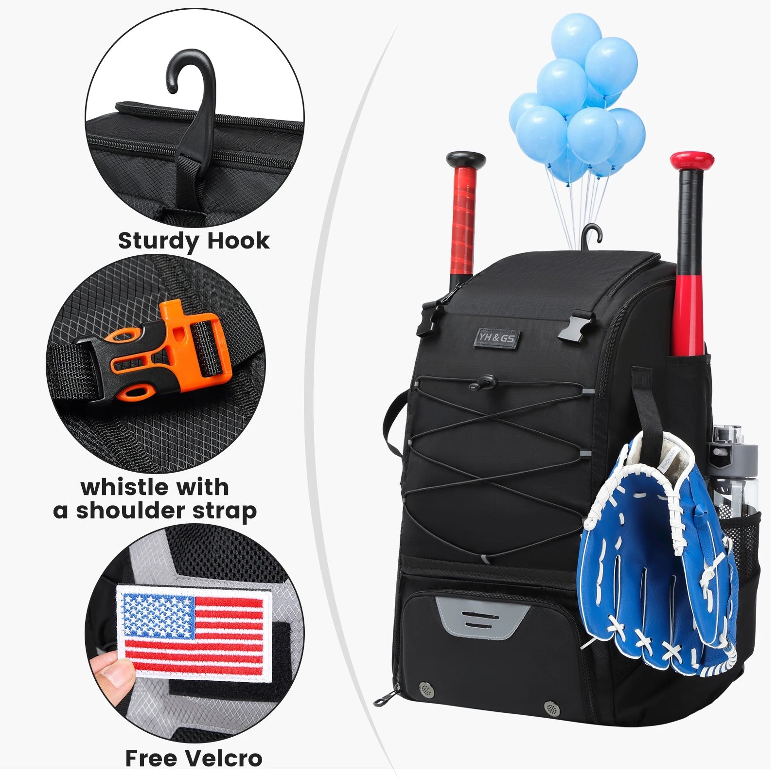 Youth Baseball Equipment Backpack with Dedicated Shoe CompartmentEstaliosFitEstaliosFit184218377;2026052;1777703623BAOI6